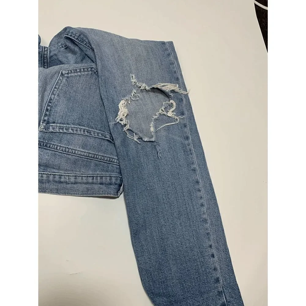 Old Navy Womens Denim Jeans Boyfriend Distressed Light Wash Size 4